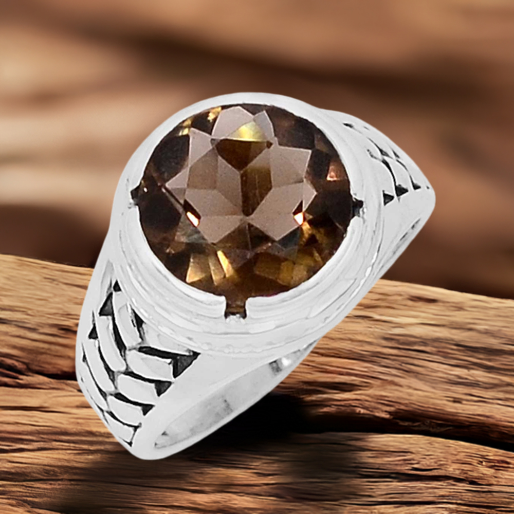 Natural Smoky Quartz Gemstone Rings In 925 Sterling Silver Jewelry 925SR947