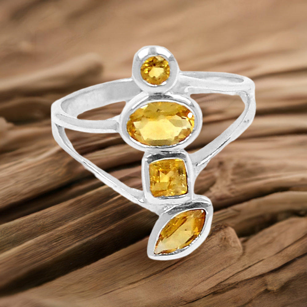 Semi Precious Citrine Gemstone Rings In 925 Sterling Silver Jewelry 925SR951