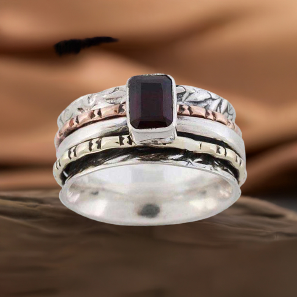925 Sterling Silver Rings In Garnet Gemstone Jewelry 925SR970