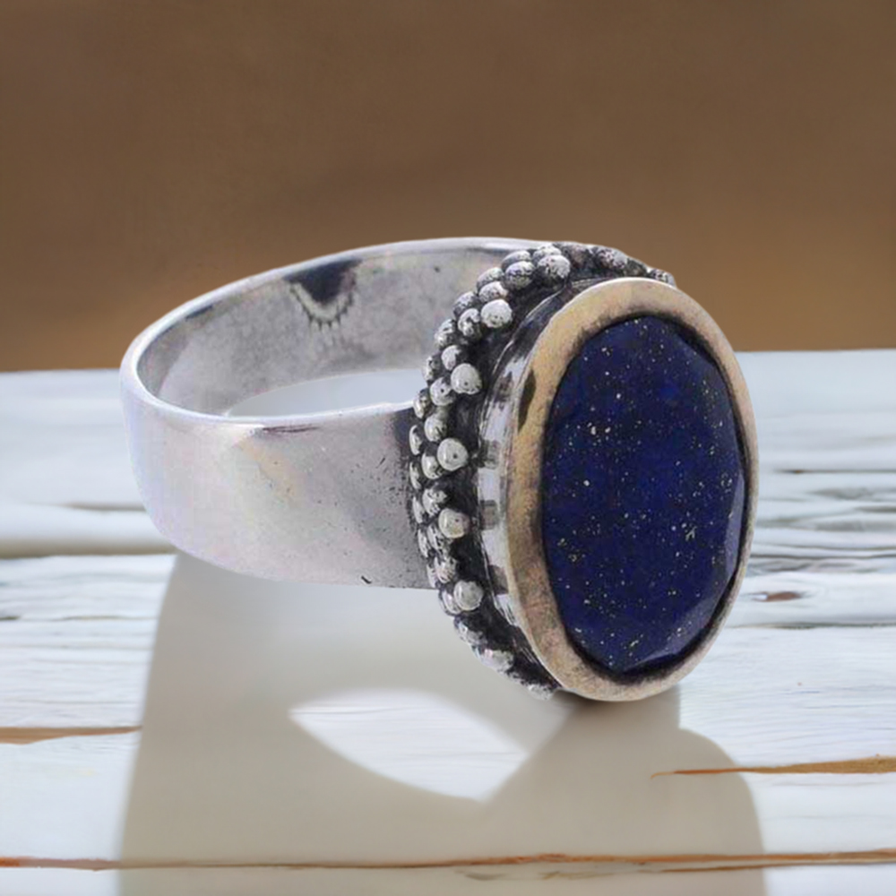 925 Sterling Silver Handmade Rings In Lapis Gemstone Jewelry 925SR976