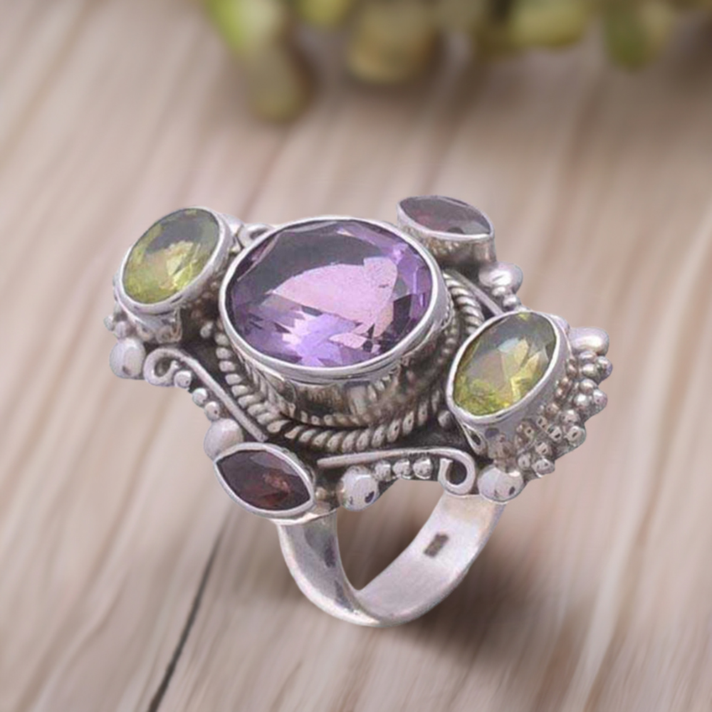 925 Sterling Silver Rings In Multi Cut Stone Gemstone Jewelry 925SR979