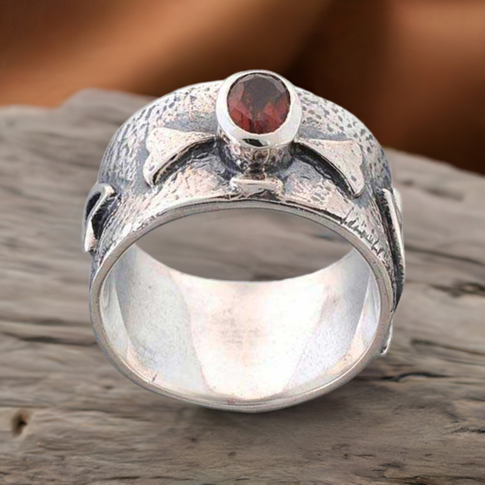 925 Sterling Silver Rings In Garnet Gemstone Jewelry 925SR981
