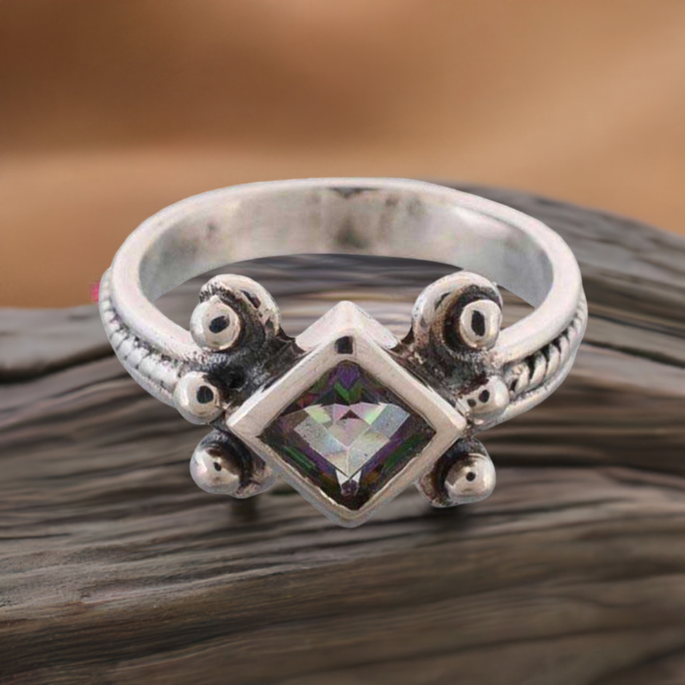925 Sterling Silver Handmade Rings In Mystic Topaz Gemstone Jewelry 925SR984