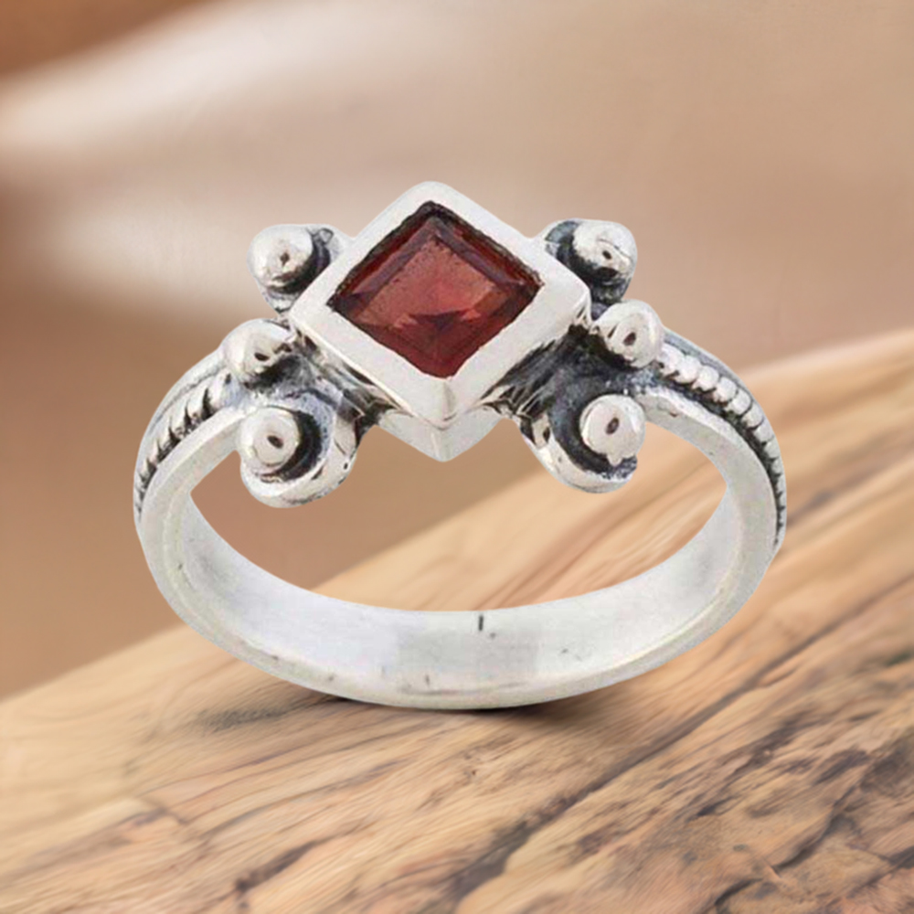 925 Sterling Silver Handmade Rings In Garnet Gemstone Jewelry 925SR986
