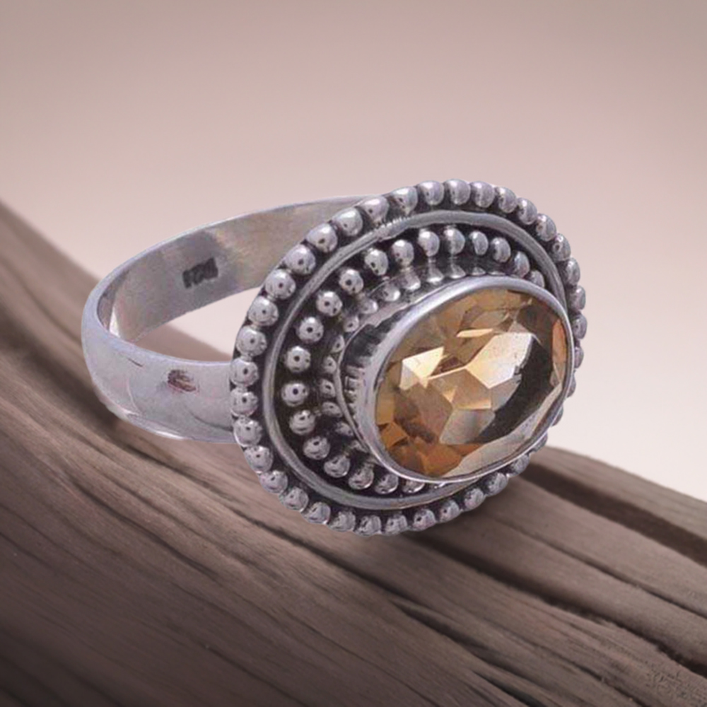 925 Sterling Silver Handmade Rings In Citrine Gemstone Jewelry 925SR987