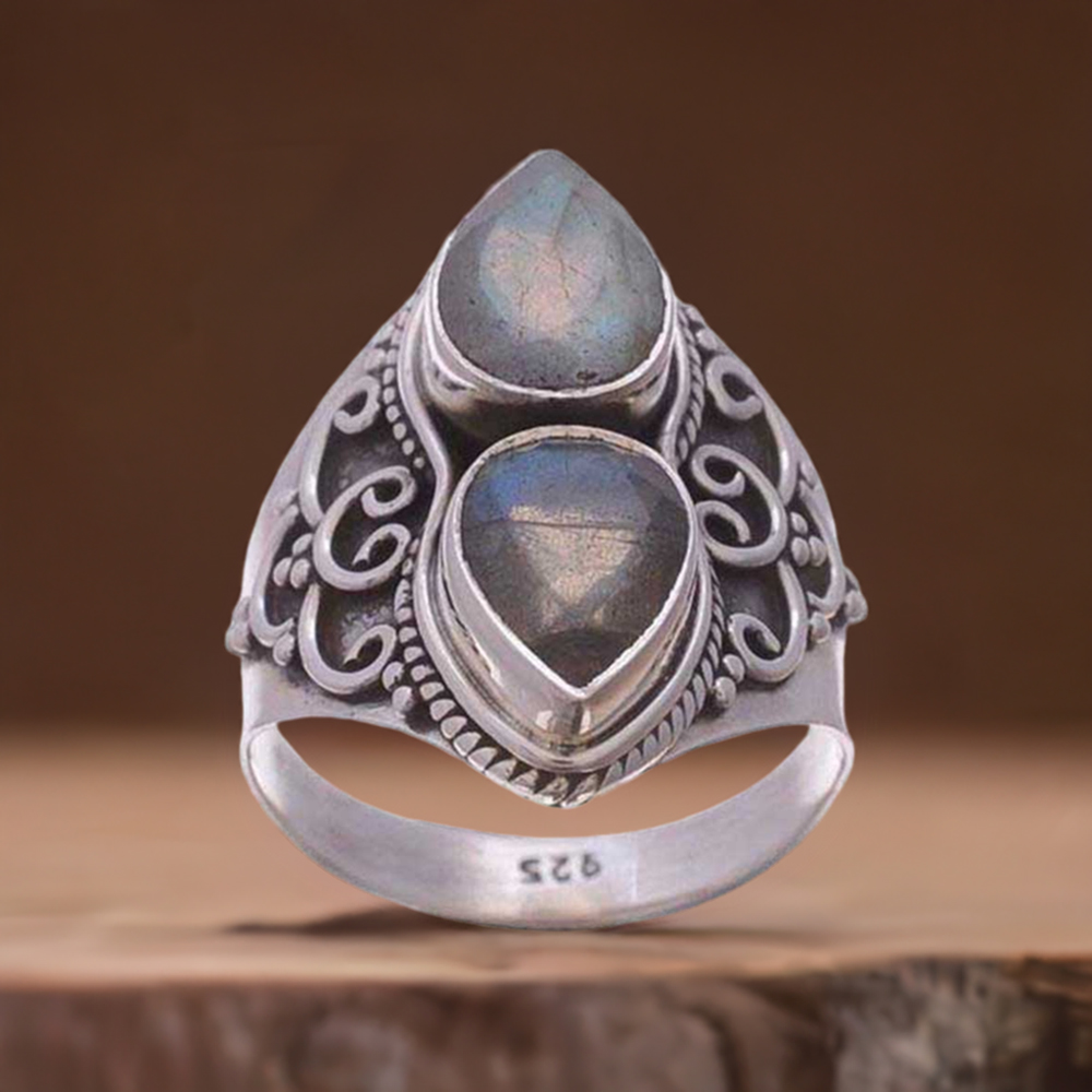 925 Sterling Silver Handmade Rings In Labradorite Gemstone Jewelry 925SR990