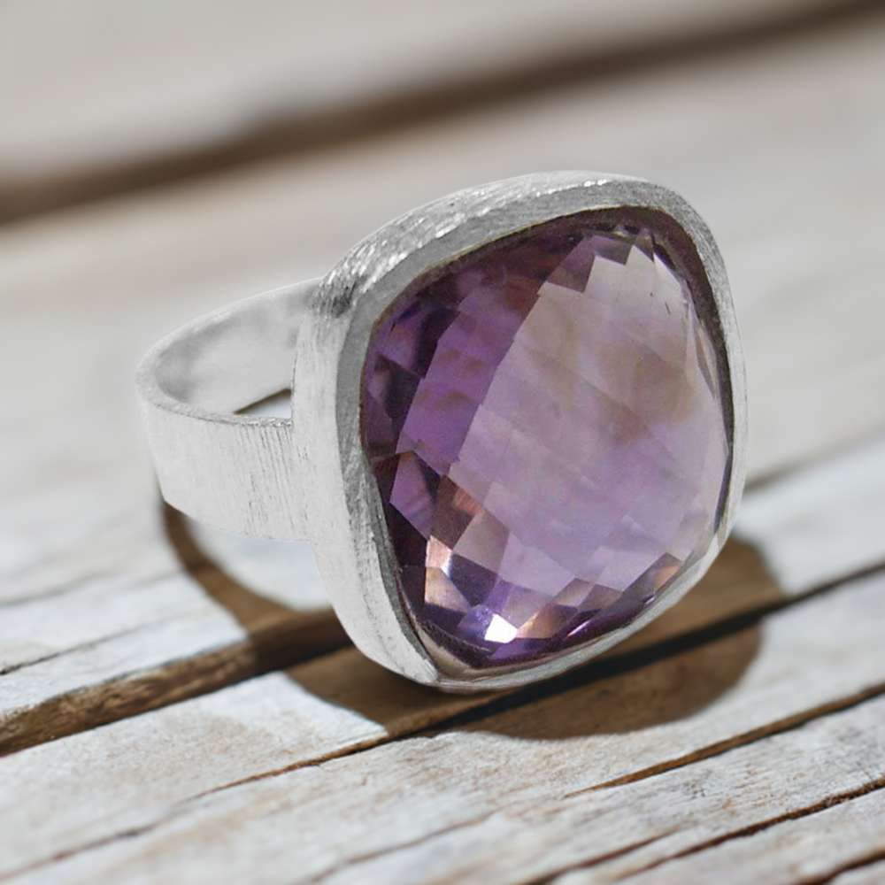925 Sterling Silver Handmade Rings In Amethyst Gemstone Jewelry 925SR991