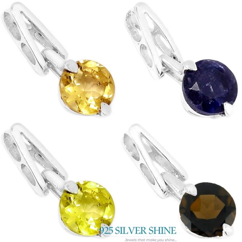 925 Sterling Silver Handmade Pendants In Smokey Gemstone Jewelry 925SSP301-1_3