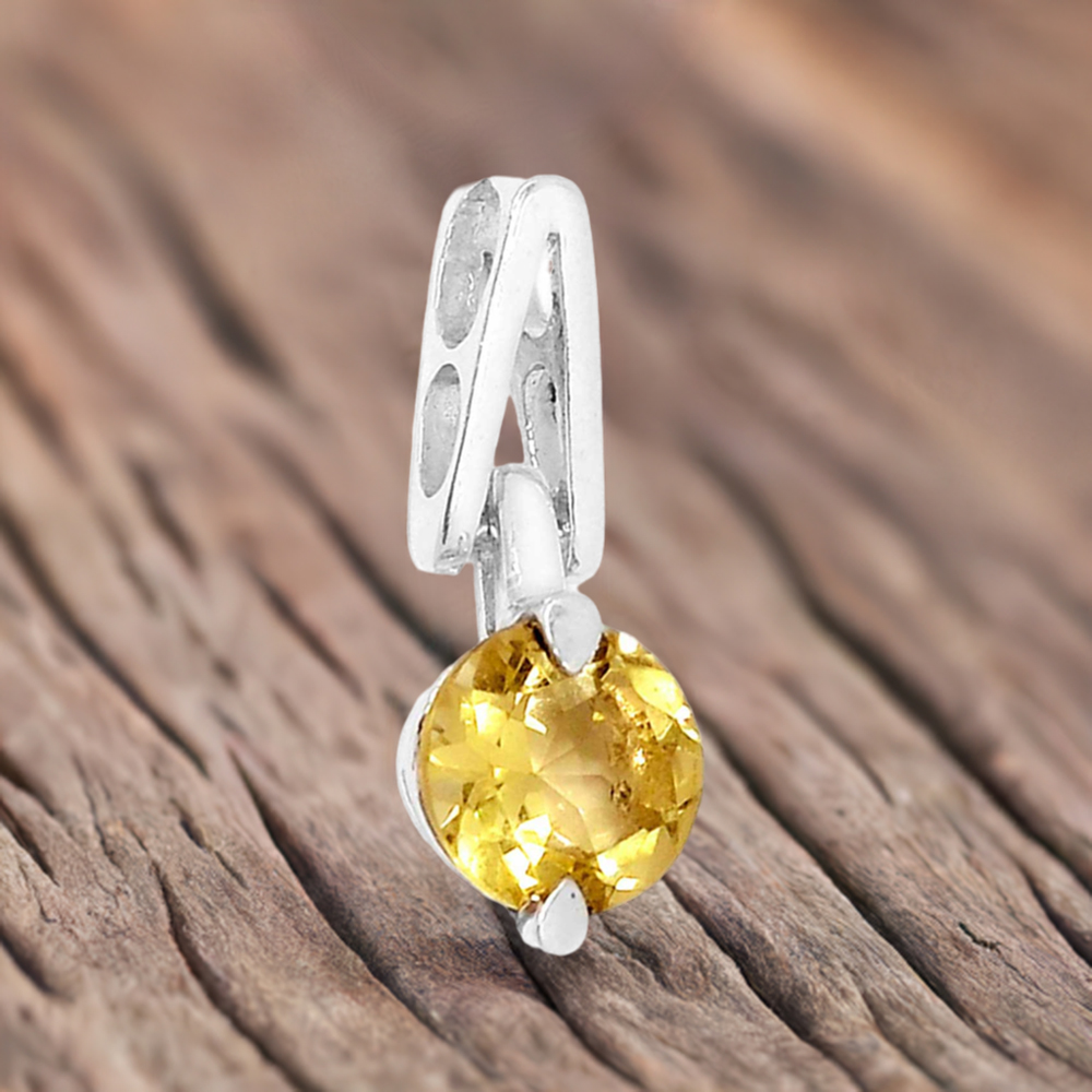 Solid Sterling Silver Pendants In Citrine Gemstone Jewelry 925SSP301-2