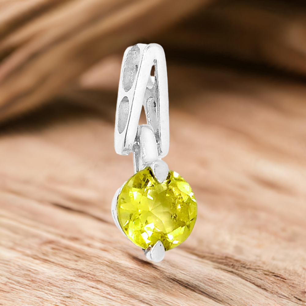 925 Solid Silver Pendants In Lemon Quartz Gemstone Jewelry 925SSP301-4