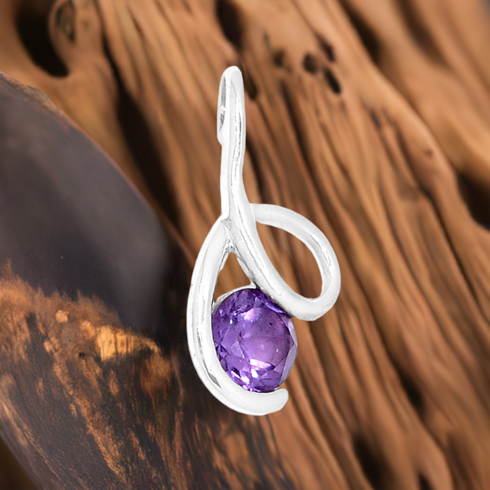 925 Sterling Silver Handmade Pendants In Amethyst Gemstone Jewelry 925SSP302-1