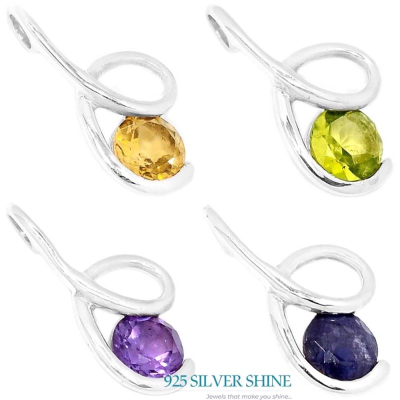 925 Sterling Silver Handmade Pendants In Amethyst Gemstone Jewelry 925SSP302-1_2