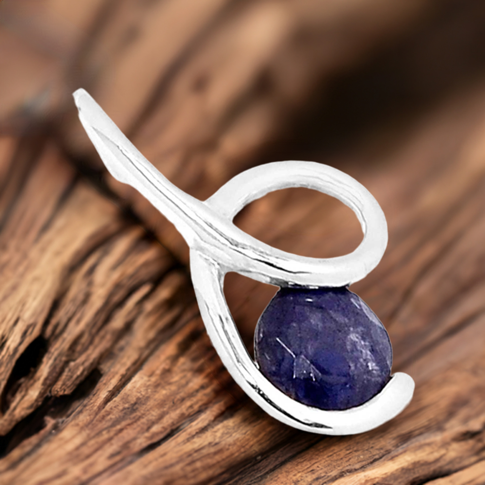 925 Sterling Silver Handmade Pendants In Blue Sapphire Gemstone Jewelry 925SSP302-3