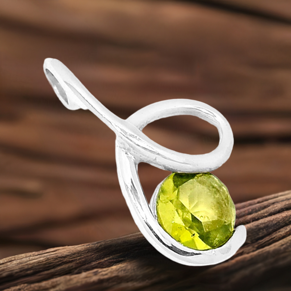 Solid Sterling Silver Handmade Pendants In Peridot Gemstone Jewelry 925SSP302-4