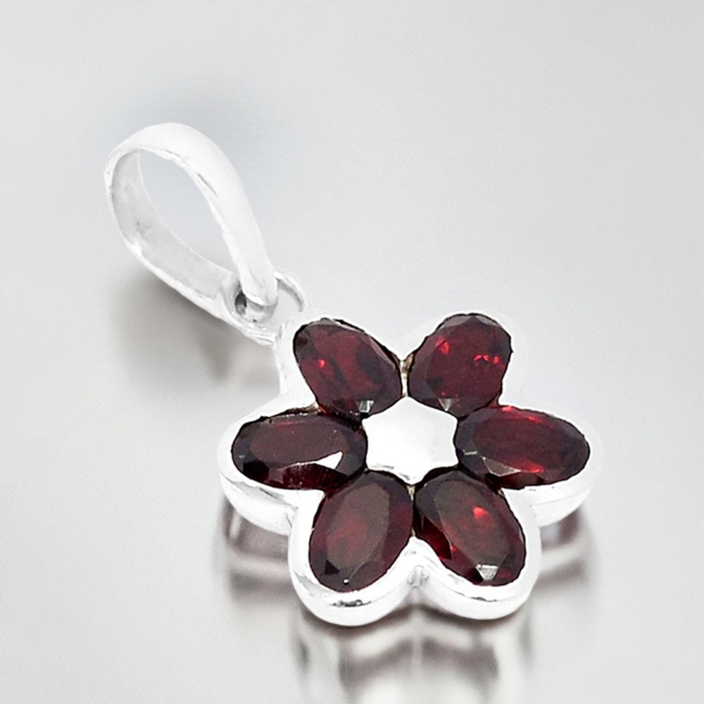 925 Fine Silver Pendants In Garnet Gemstone Jewelry 925SSP303-3