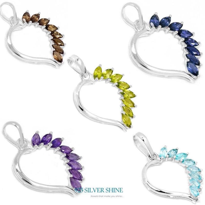 925 Solid Silver Pendants In Blue Topaz Gemstone Jewelry 925SSP304-2_2