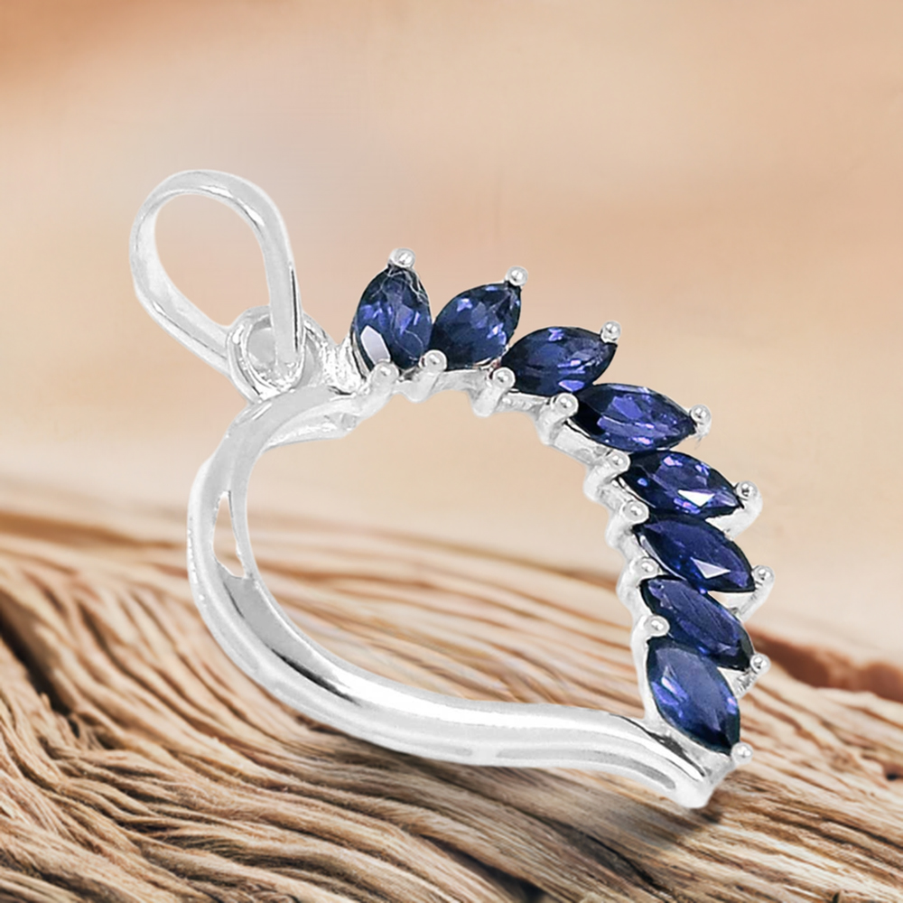 925 Fine Silver Pendants In Iolite Gemstone Jewelry 925SSP304-3