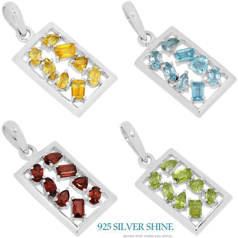 925 Solid Silver Pendants In Citrine Gemstone Jewelry 925SSP305-2_2