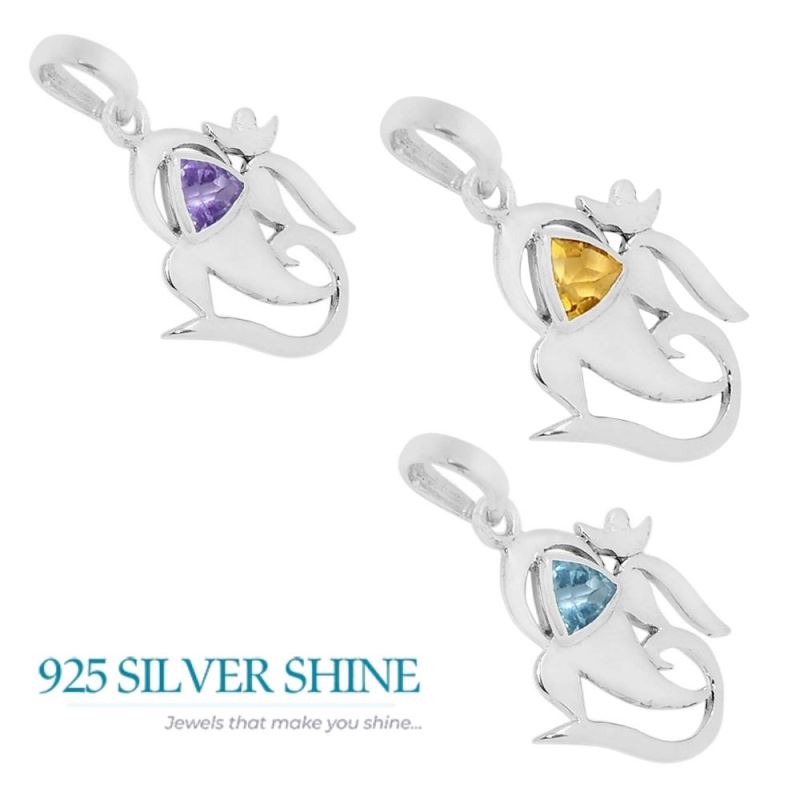 Citrine Gemstone Pendants In Fine Sterling Silver Jewelry 925SSP307-3_2