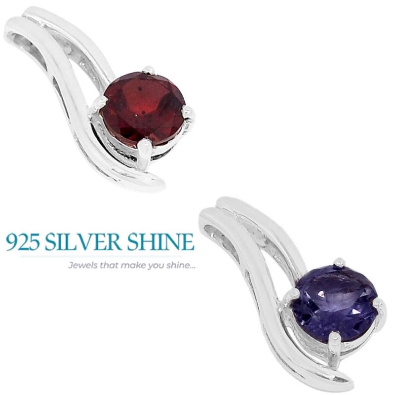 Garnet Gemstone Pendants In 925 Solid Silver Jewelry 925SSP308-1_3