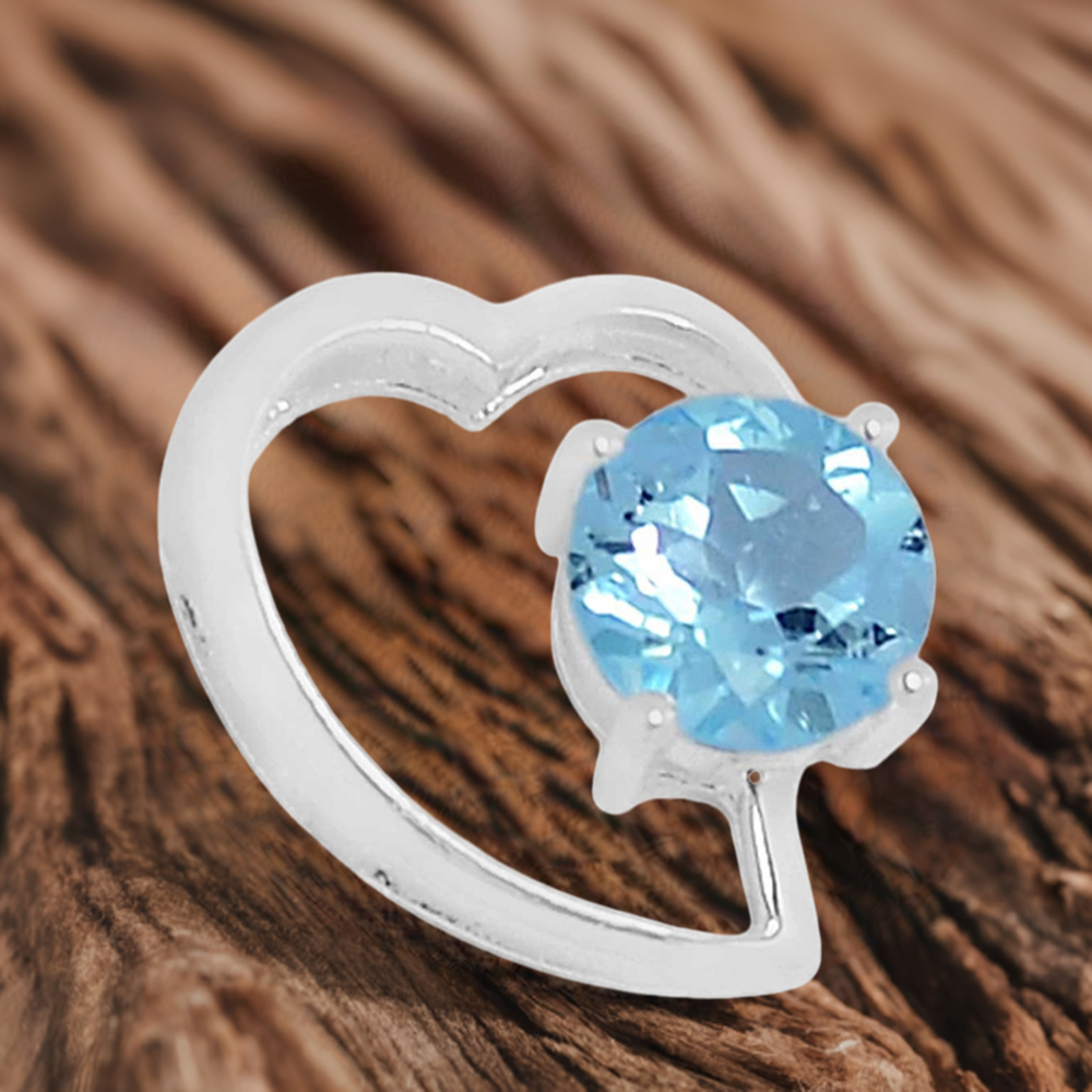 Blue Topaz Gemstone Pendants In 925 Fine Silver Jewelry 925SSP310-2