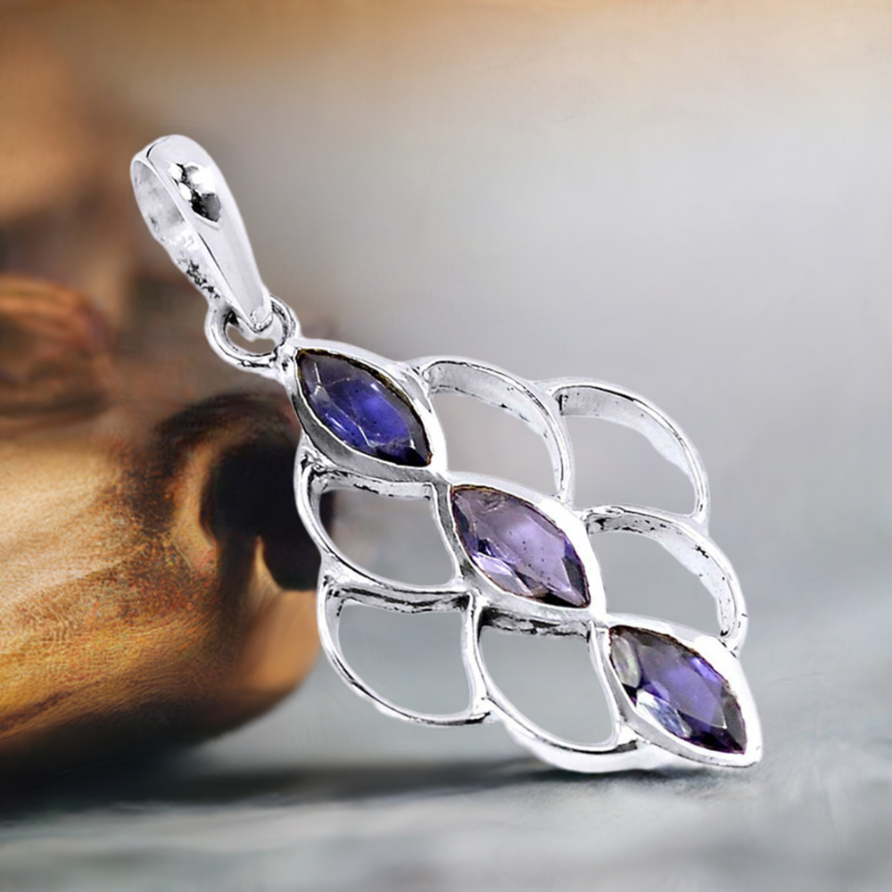 Amethyst Gemstone Pendants In 925 Fine Silver Jewelry 925SSP312-1