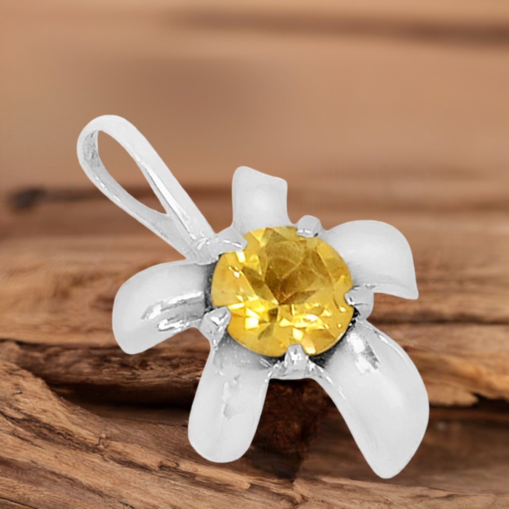 Solid Sterling Silver Pendants In Citrine Gemstone Jewelry 925SSP312-3