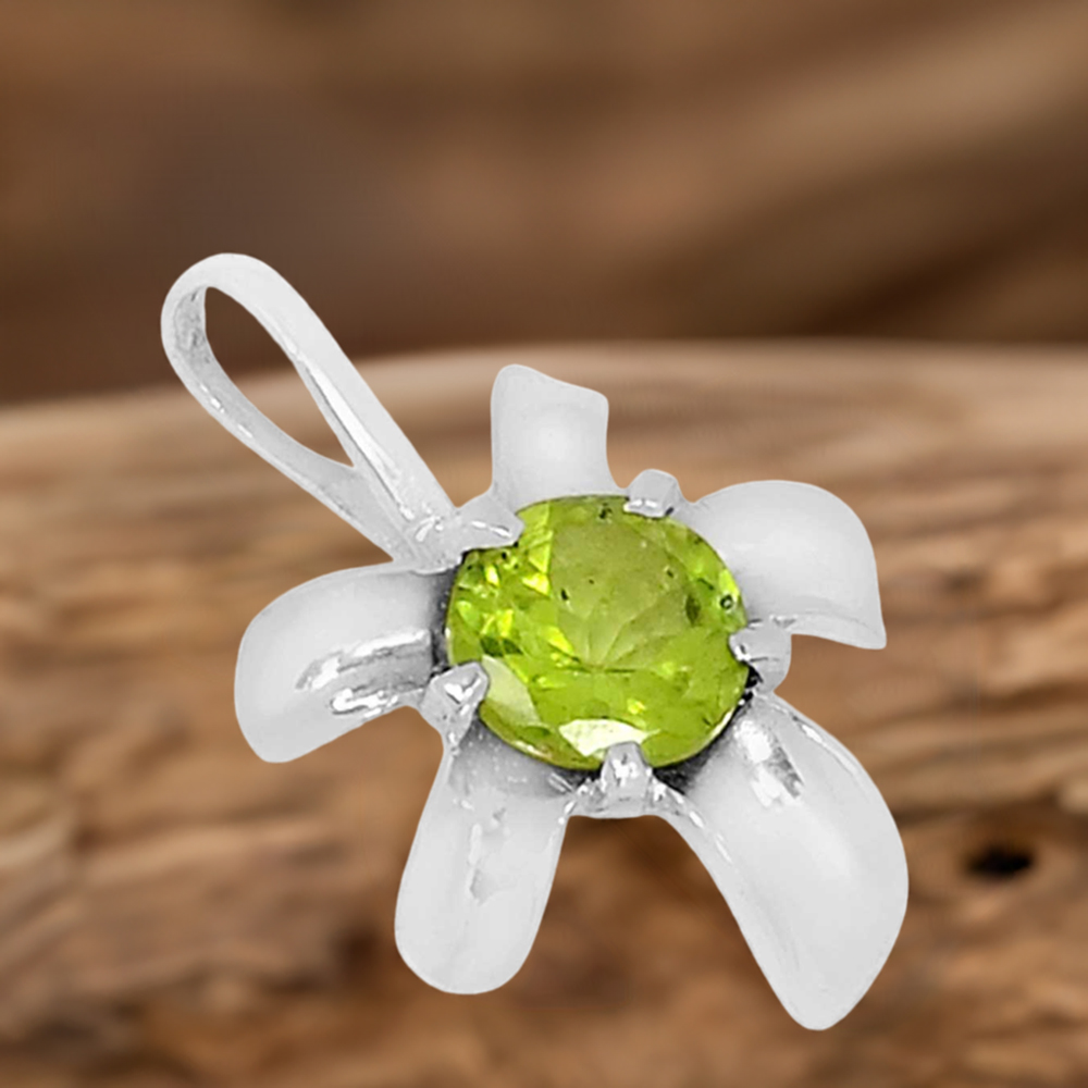 925 Fine Silver Pendants In Peridot Gemstone Jewelry 925SSP312-6