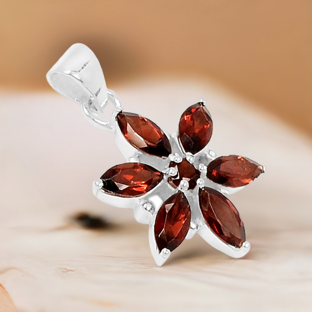 925 Solid Silver Pendants In Garnet Gemstone Jewelry 925SSP313-4