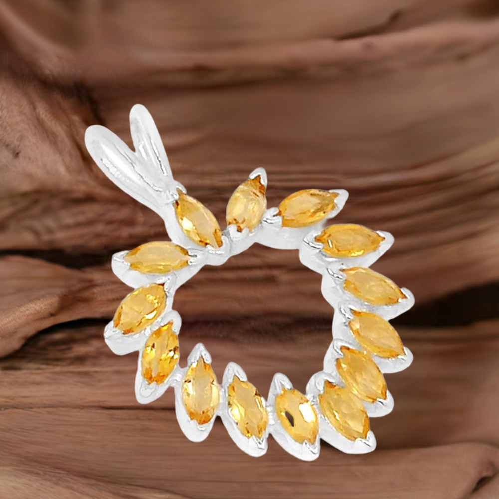 925 Sterling Silver Handmade Pendants In Citrine Gemstone Jewelry 925SSP314-1