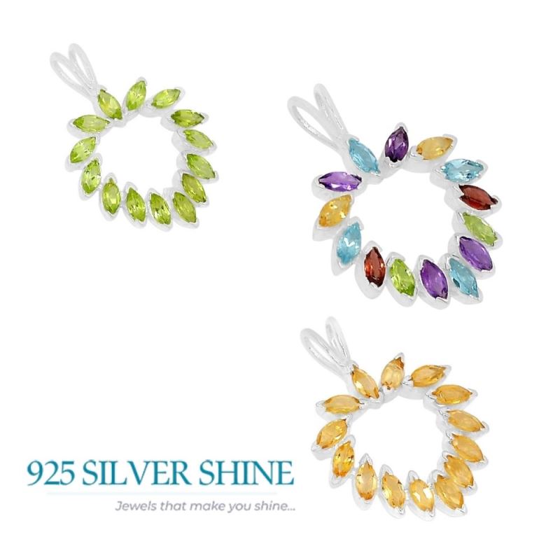 Fine Sterling Silver Pendants In Peridot Gemstone Jewelry 925SSP314-3_3