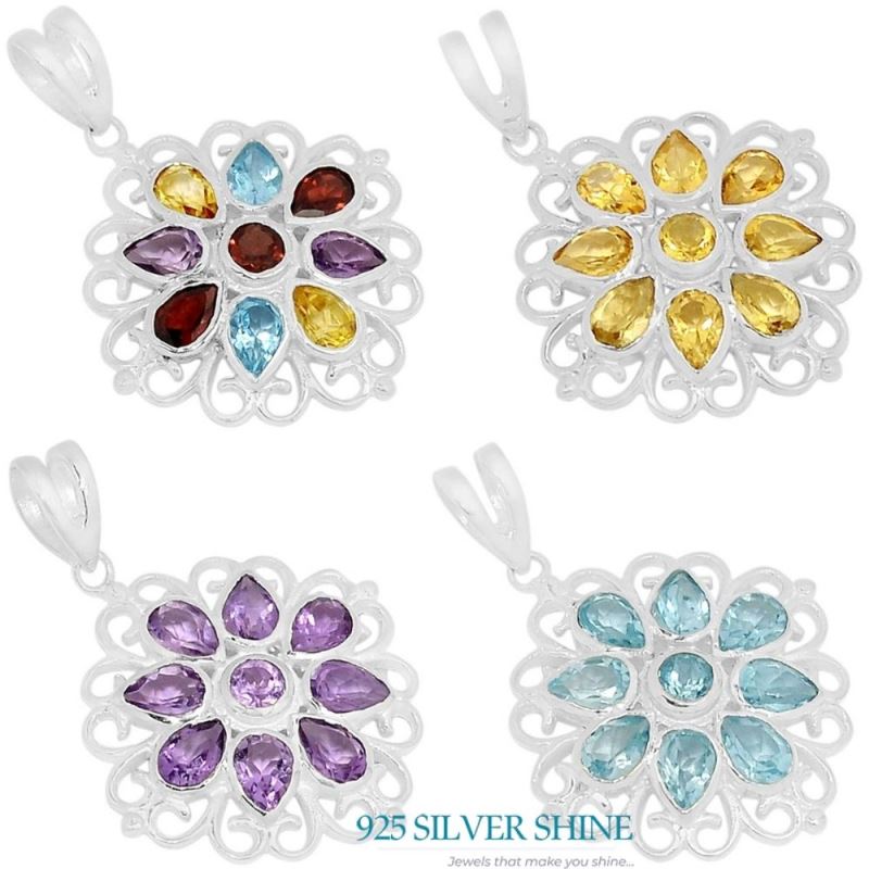 925 Fine Silver Pendants In Blue Topaz Gemstone Jewelry 925SSP315-2_2
