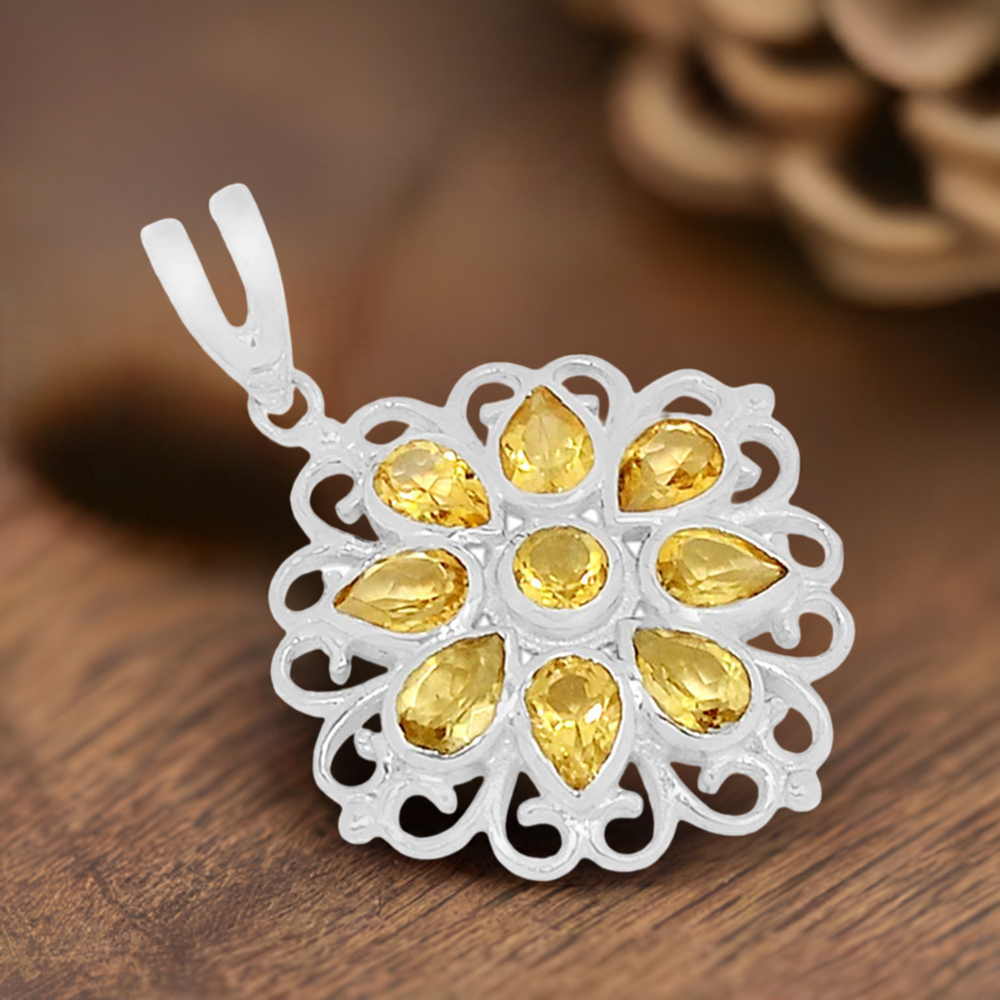 925 Sterling Silver Handmade Pendants In Citrine Gemstone Jewelry 925SSP315-3