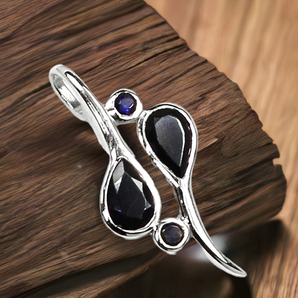 Fine Sterling Silver Pendants In Iolite Gemstone Jewelry 925SSP316-1
