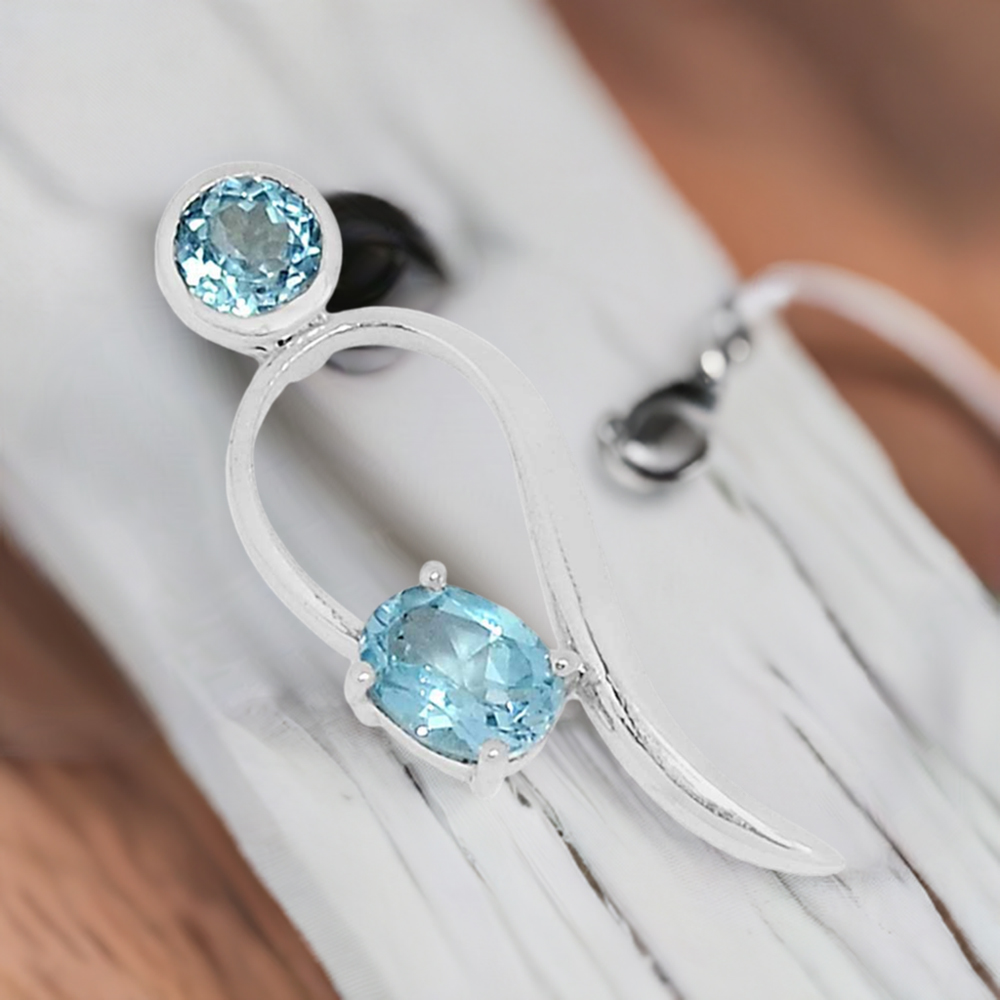 925 Sterling Silver Handmade Pendants In Blue Topaz Gemstone Jewelry 925SSP317-2