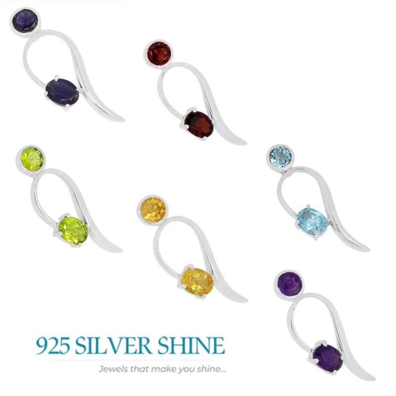 Solid Sterling Silver Handmade Pendants In Citrine Gemstone Jewelry 925SSP317-3_2