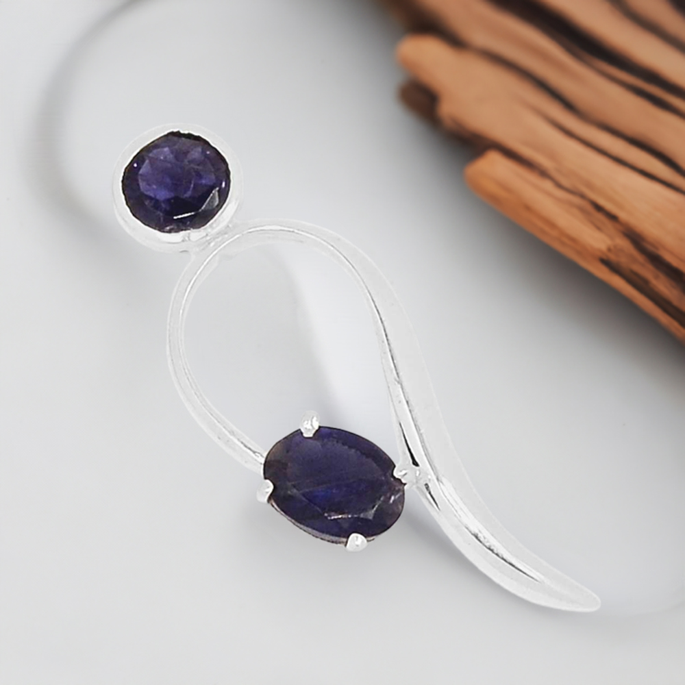 925 Solid Silver Pendants In Iolite Gemstone Jewelry 925SSP317-5