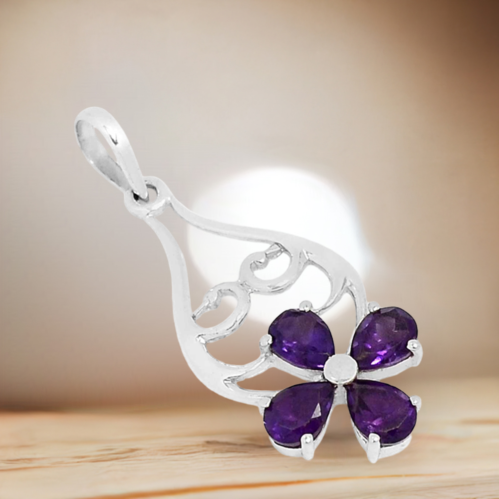 Amethyst Gemstone Handmade Pendants In Solid Sterling Silver Jewelry 925SSP319-1