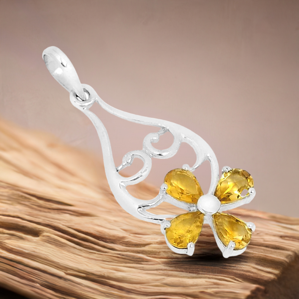 Citrine Gemstone Pendants In 925 Solid Silver Jewelry 925SSP319-3