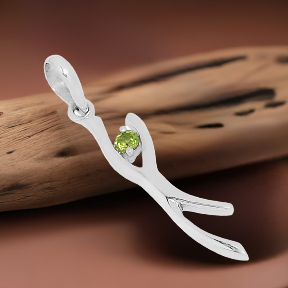 Peridot Gemstone Pendants In Fine Sterling Silver Jewelry 925SSP320-6