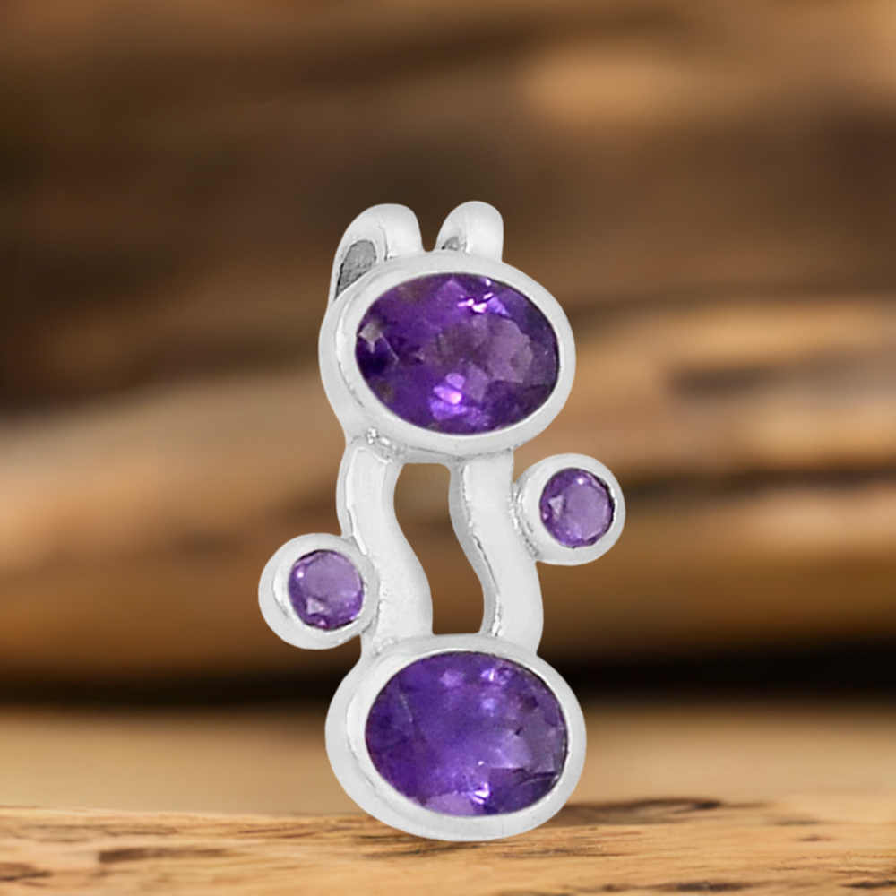Amethyst Gemstone Pendants In 925 Solid Silver Jewelry 925SSP321-1