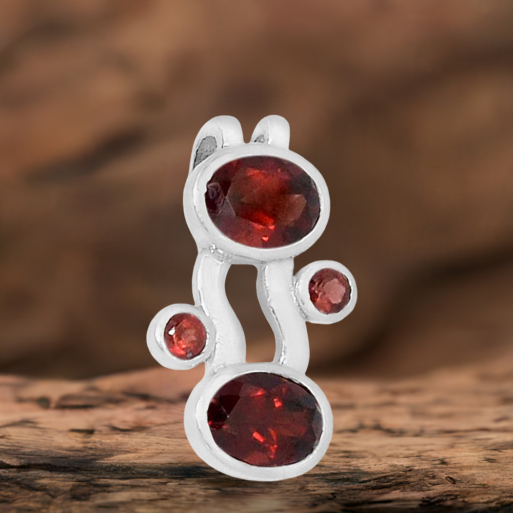 Garnet Gemstone Handmade Pendants In Solid Sterling Silver Jewelry 925SSP321-4