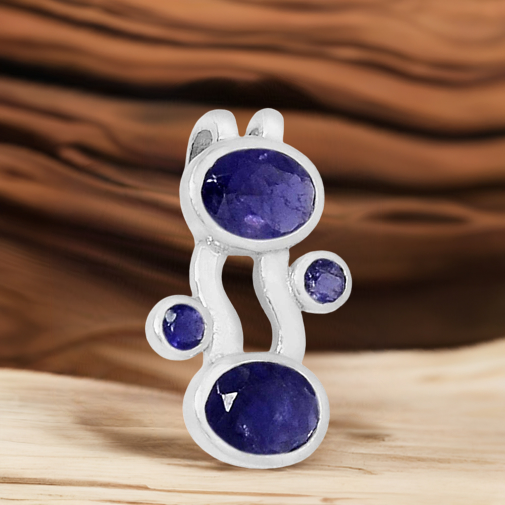 Iolite Gemstone Pendants In Fine Sterling Silver Jewelry 925SSP321-5