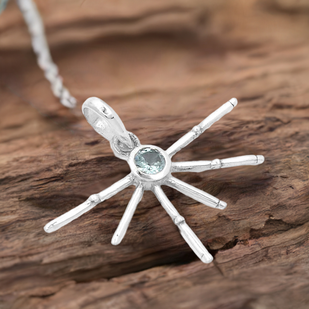 Solid Sterling Silver Pendants In Blue Topaz Gemstone Jewelry 925SSP323-2