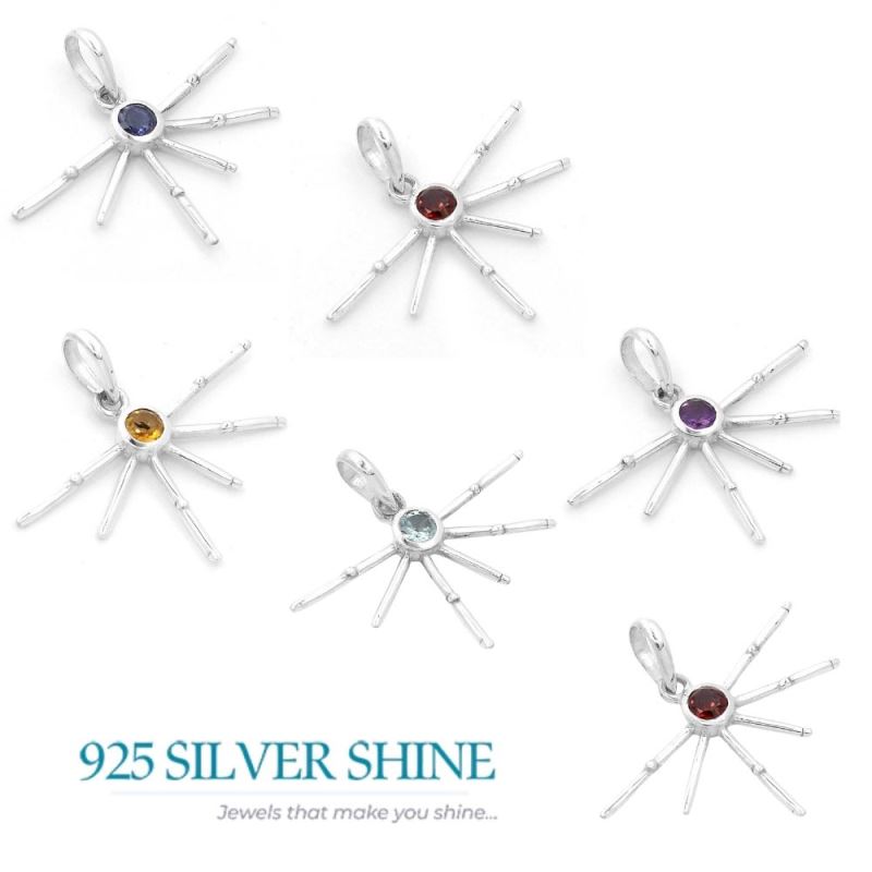 925 Solid Silver Pendants In Garnet Gemstone Jewelry 925SSP323-4_2