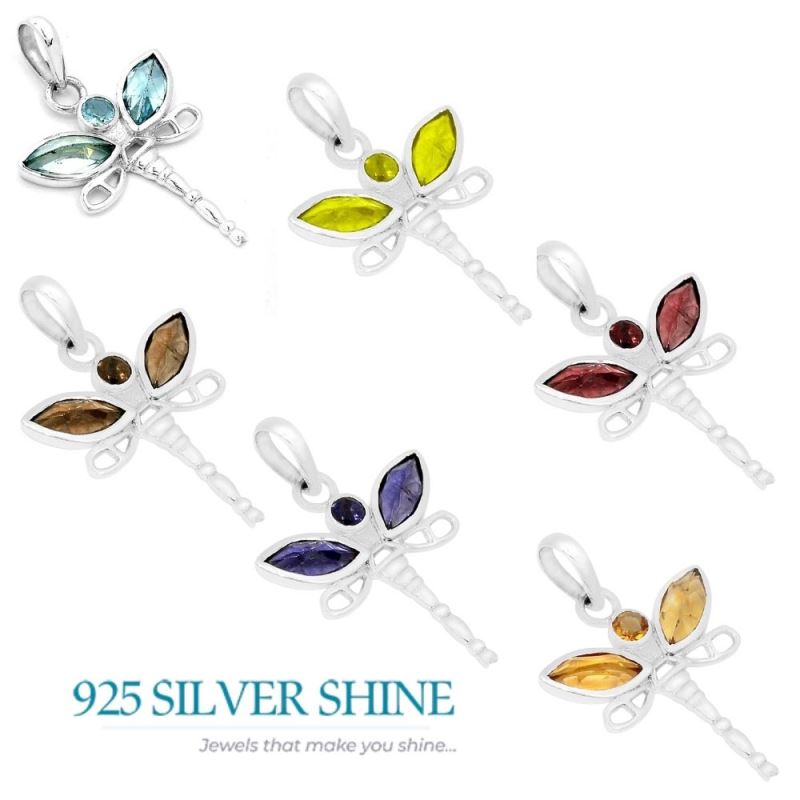 925 Solid Silver Pendants In Iolite Gemstone Jewelry 925SSP324-4_2