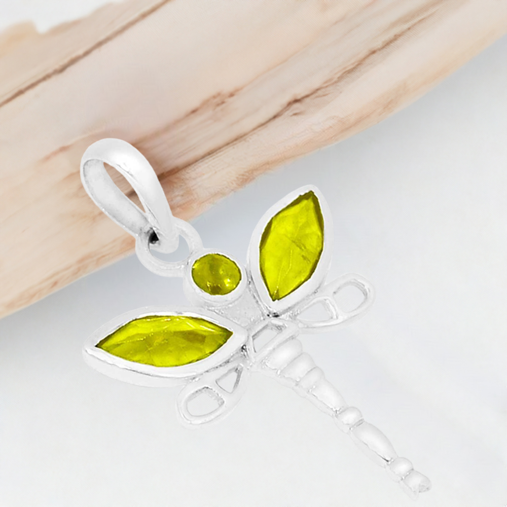 925 Fine Silver Pendants In Peridot Gemstone Jewelry 925SSP324-5