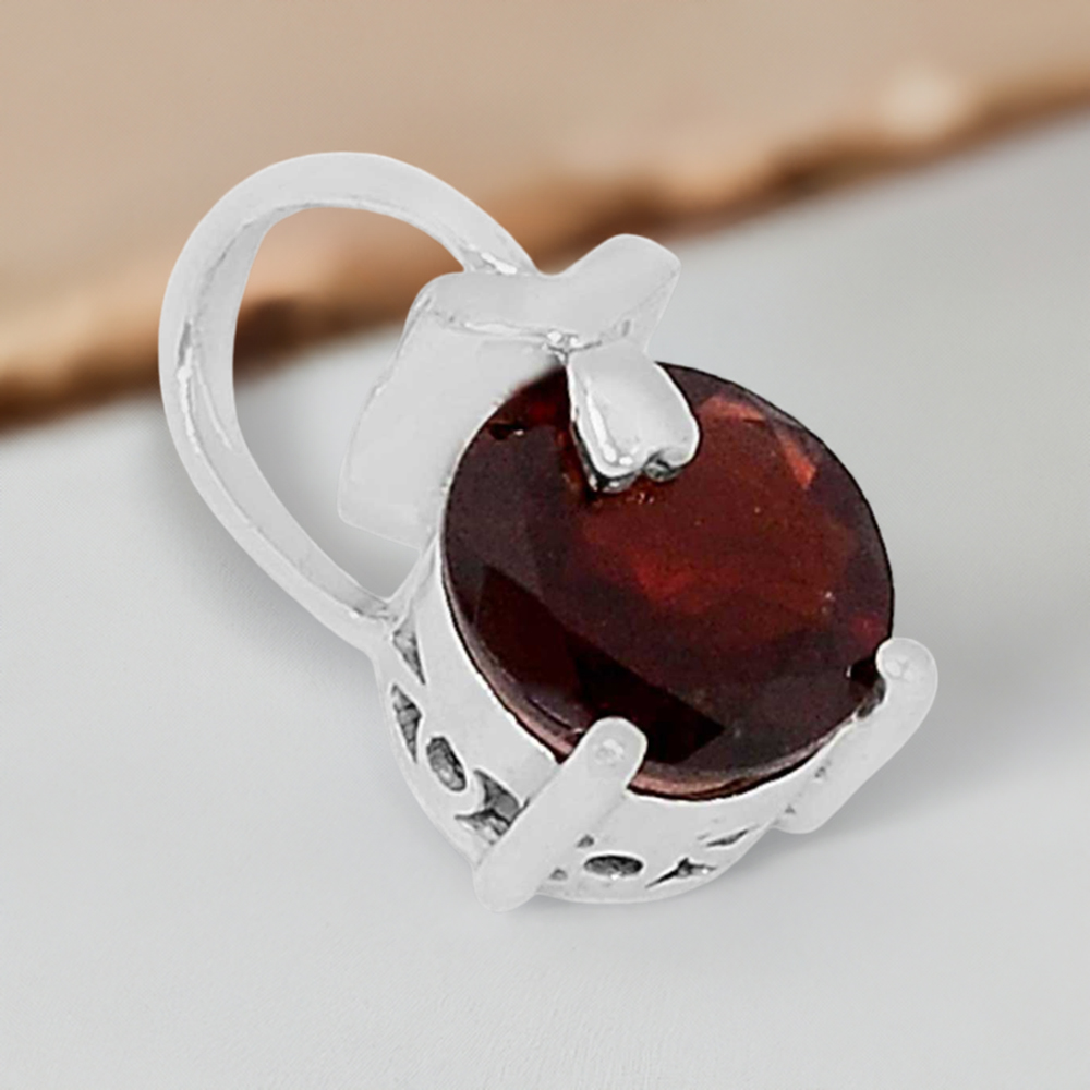925 Solid Silver Pendants In Garnet Gemstone Jewelry 925SSP325-3