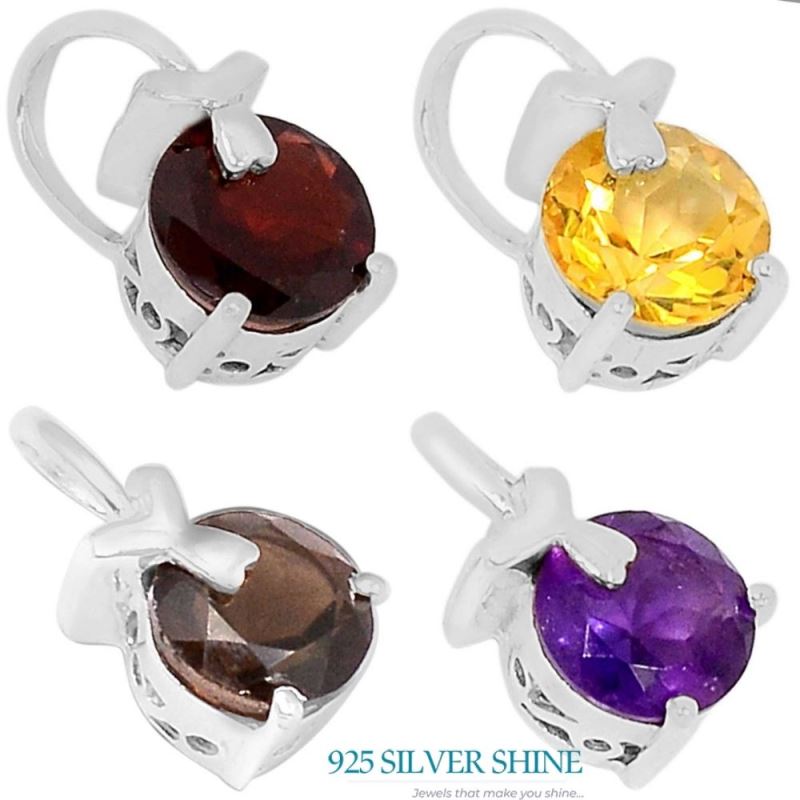 925 Solid Silver Pendants In Garnet Gemstone Jewelry 925SSP325-3_2