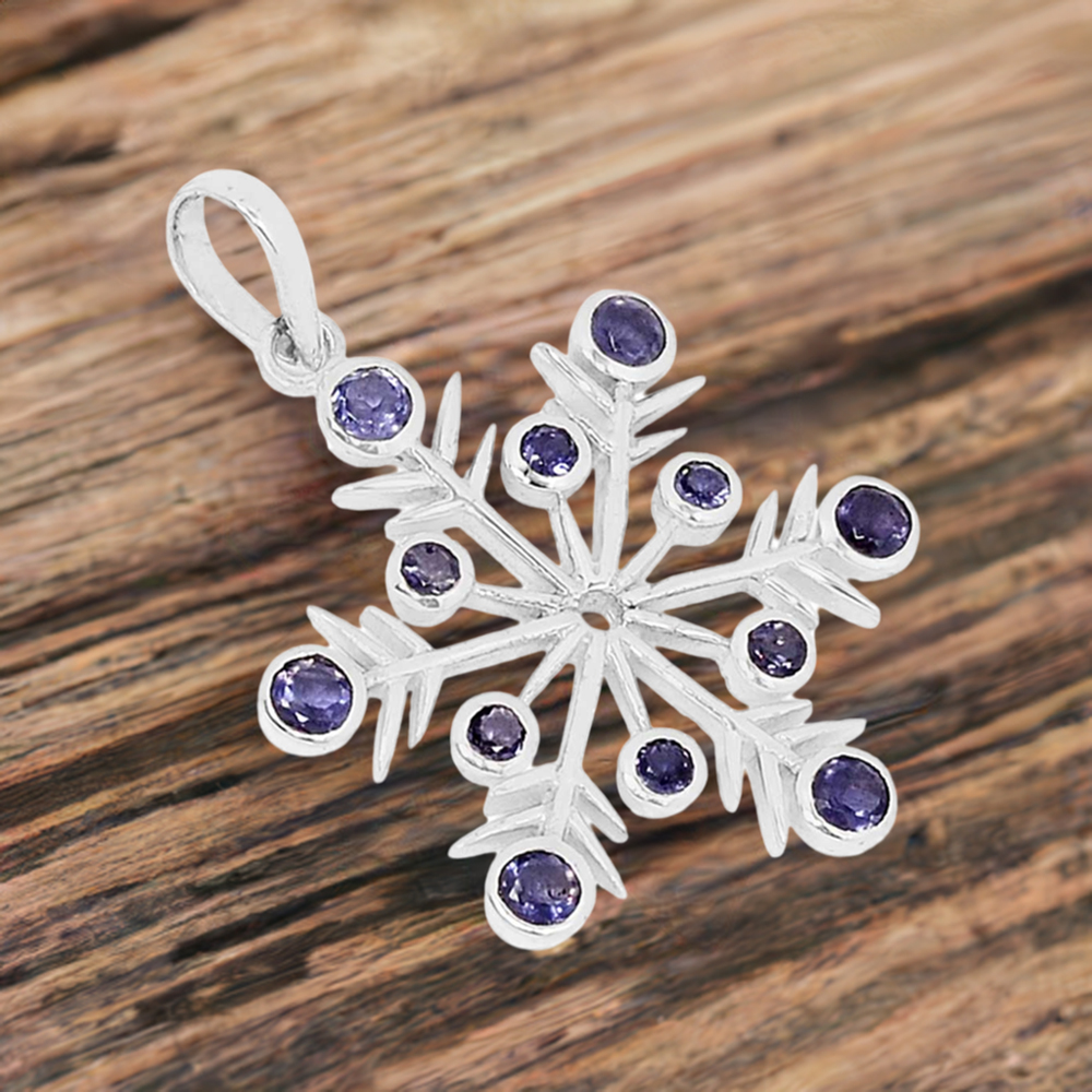 Fine Sterling Silver Pendants In Iolite Gemstone Jewelry 925SSP327-2